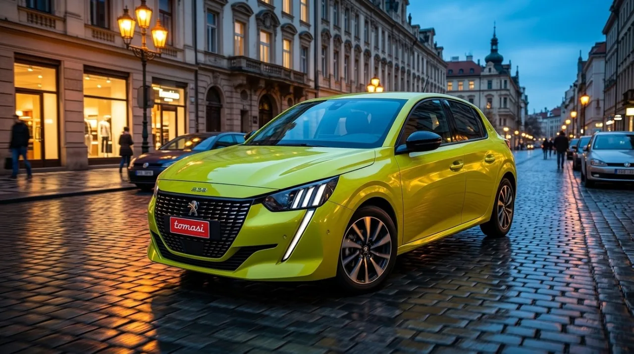 Immagine pubblicitaria di una Peugeot 208 generata per Tomasi